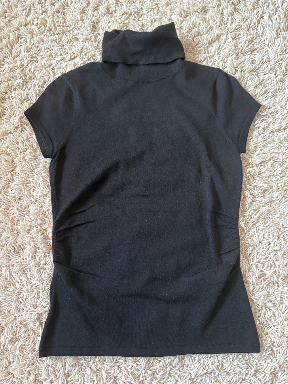 Ann Taylor Black Short-Sleeve Turtleneck Tee